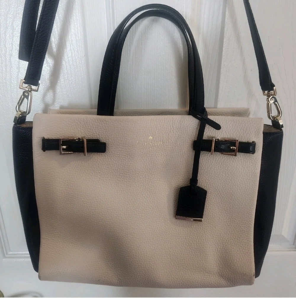 Kate Spade Holden Street Lanie Color Block Navy Cream Satchel Crossbody Tassel - Picture 2 of 11